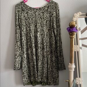 Roxy Olive and Cream Long Sleeve Dress